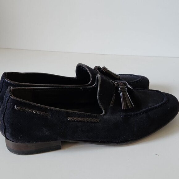 ZARA | Mens Loafers Navy Suede Brown Tassels Sz 40 - Picture 3 of 7
